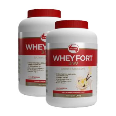 Imagem de Kit 2X: Whey Fort 3W Baunilha Vitafor 1800g