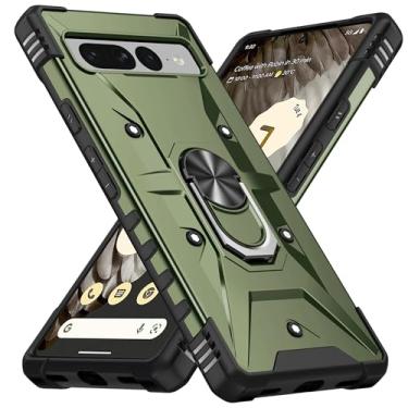 Imagem de SORAKA Capa para Google Pixel 7 Pro com suporte para anel,PC rígido e TPU macio,proteção dupla 2 em 1,compatível com suportes magnéticos para carros