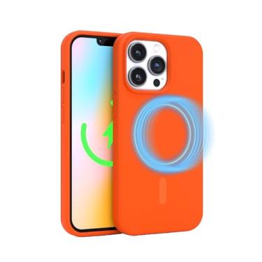 Imagem de FELONY CASE Capa de silicone para Apple iPhone 14 Pro - compatível com MagSafe, cor neon vibrante com forro de microfibra antiarranhões, aderência antiderrapante e capa protetora à prova de choque de