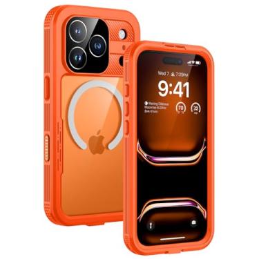 Imagem de Lanhiem Capa magnética para iPhone 17 Pro Max, IP68 impermeável, à prova de poeira, compatível com Magsafe, protetor de tela integrado, corpo inteiro, resistente, capa de telefone resistente, 17,5 cm