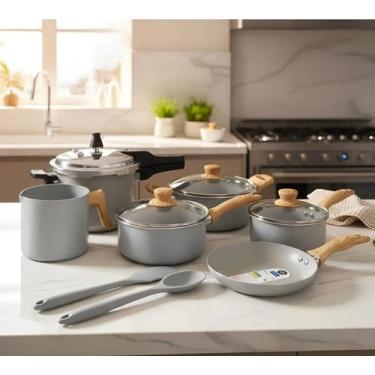 Imagem de Jogo De Panelas Brinox Ceramic Life Easy 8 Peças Com Indução