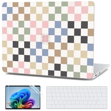 Imagem de G JGOO Capa para laptop Microsoft Surface de 13 polegadas 2025 modelo 2095, Windows 11 Touchscreen Copilot+ PC, capa protetora de plástico rígido + capa de teclado + protetor de tela, xadrez colorido