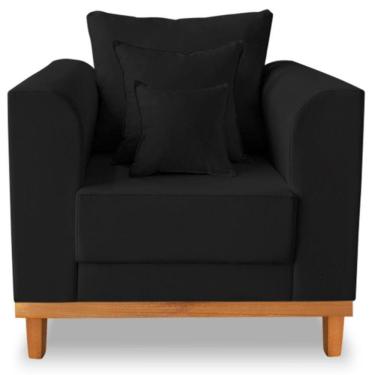 Imagem de Poltrona Estofada Decorativa Beny Tecido Suede Preto
