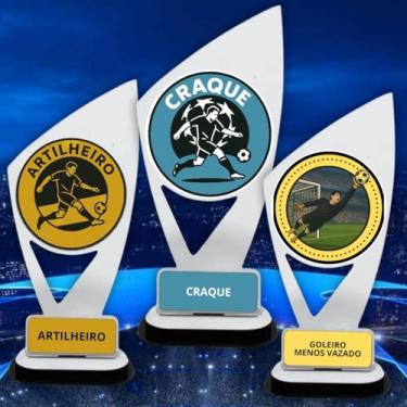 Imagem de Troféu para Futebol Premium Acrilico, Conjunto com 3 Peças, Design Artilheiro, Craque e Goleiro, Premiação Liga dos campeões