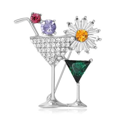 Imagem de Broche de taça de vinho de strass delicado para mulheres moderno coquetel vinhos broche de vidro garrafa de vinho broche broche de festa chapéu bolsa terno charme joias, Extar Large, Liga de aço