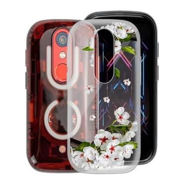 Imagem de WXPPJ Capa para Unihertz Jelly Star, capa de proteção total à prova de choque, capa traseira de TPU de silicone macio transparente para Unihertz Jelly Star (7,6 cm) - flor de pera