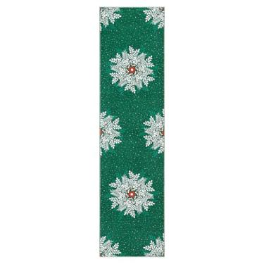 Imagem de Passadeira de Natal 5 x 20, tapete lavável de floco de neve para corredores, antiderrapante, tapetes vermelhos vintage de cozinha macios e baixos, tapetes de área de neve de Natal para quarto