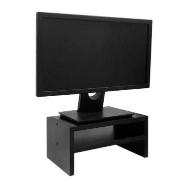 Imagem de Suporte para Monitor Base de Mesa Preto Madeira - Mercado das Pratelei