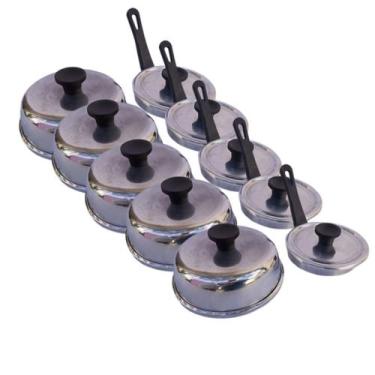 Imagem de Kit abafador de hambúrguer e forma de ovos tampa chapa lanches lanchon