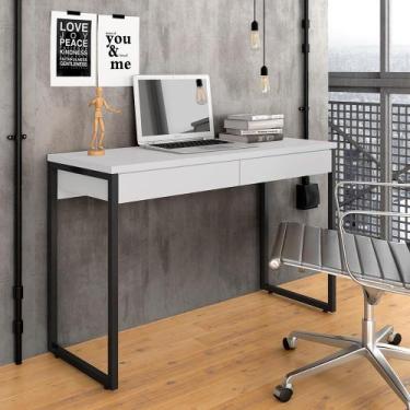 Imagem de Escrivaninha Industrial Vancouver Com 2 Gavetas Preto Fosco/Branco - M