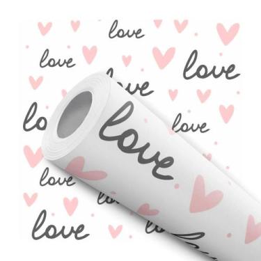 Imagem de Papel De Parede Adesivo Lavável Menina Love Com Corações Rosa Fundo Br