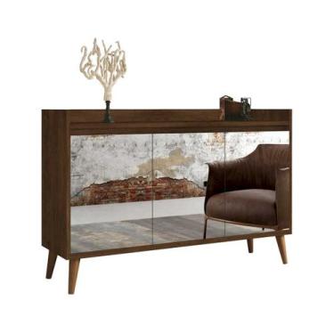 Imagem de Buffet Aparador Retrô com Espelho Clássico 3 Portas Malbec - MoveisAqu