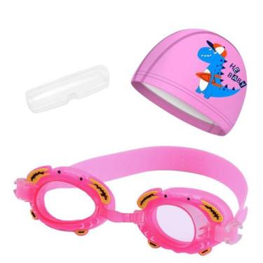 Imagem de Kit touca e óculos de natação infantil piscina com desenhos divertidos