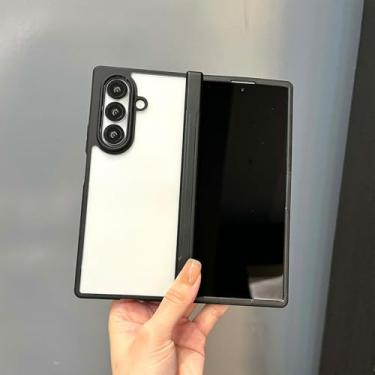Imagem de ioiFour Capa para Samsung Galaxy Z Fold 5 com proteção de dobradiça, capa rígida preta fosca leve e premium simples (transparente)