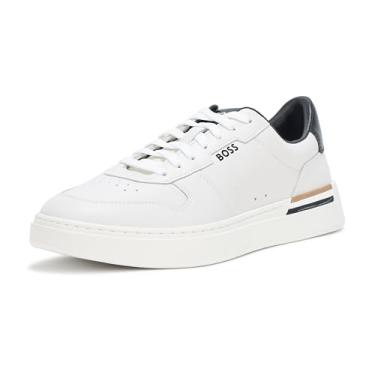 Imagem de BOSS Tênis feminino de couro Clint Low Profile, Leite, 37