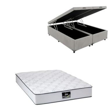 Imagem de Cama Box Baú Bipartida Blindada com Colchão Doss Molas Ensacadas 30cm (CORINO CINZA, Casal Bipartido)