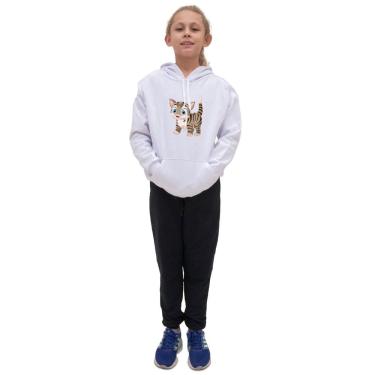 Imagem de Kit Blusa Moletom Menina Infantil Canguru Com Calça de Frio Lisa Para Escola Passeio Moda Inverno