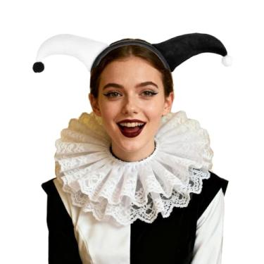 Imagem de June Bloomy Tiara feminina de Coringa para fantasia de Halloween (conjunto de faixa de cabeça preta e branca)