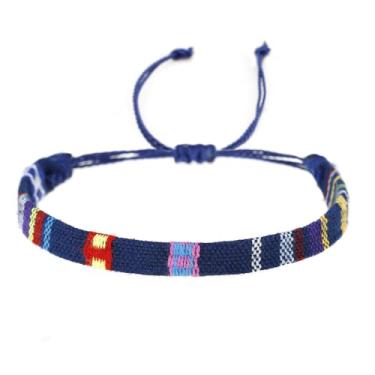 Imagem de Pulseira de tecelagem da amizade para mulheres e homens, tornozeleira colorida, ajustável, feita à mão, joia para presente, Medium, Nylon, Sem Pedra Preciosa