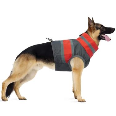Imagem de PUMYPOREITY Colete refletivo para cães com zíper, colete de segurança para cães de alta visibilidade para caminhadas, acampamento, caça, treinamento, jaqueta ajustável à prova d'água para cães