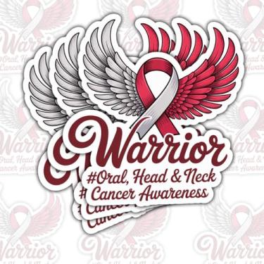 Imagem de (3 peças) Adesivo oral de guerreiro do câncer de cabeça e pescoço – Decalque de vinil com fita de conscientização à prova d'água para laptop, garrafa de água, carro – presente para sobreviventes de