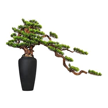 Imagem de Árvore artificial Árvore bonsai artificial, pinheiro de boas-vindas, com vaso flores, simulação planta falsa, ornamento chinês, entrada, sala estar, decoração mesa para casa