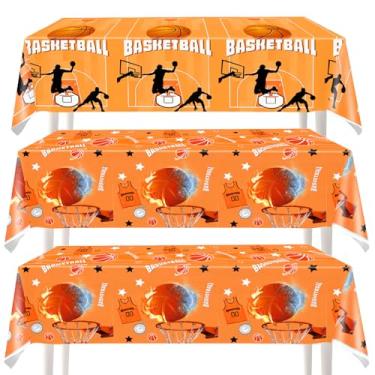 Imagem de Hikio 3 peças de toalhas de mesa de basquete descartáveis de 137 x 274 cm, artigos de festa com tema de basquete para festas esportivas