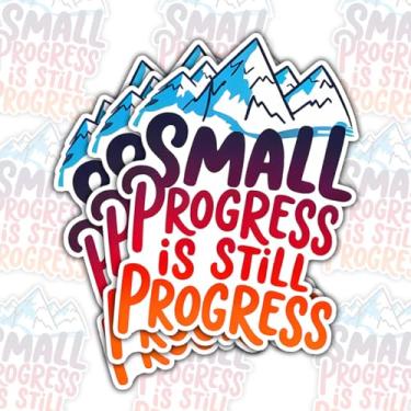 Imagem de (3 peças) Adesivo Small Progress is Still Progress Citação motivacional – Decalque de vinil estético para laptop, garrafa de água, diário, academia, saúde mental positividade – 7,6 cm