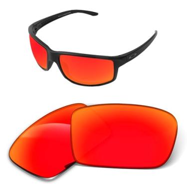 Imagem de Lentes de substituição de 1,6 mm compatíveis com óculos de sol Oakley Gibston XL OO9470 62 mm, antiarranhões e resistentes a impactos, Espelhado vermelho laranja, One Size