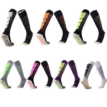 Imagem de Joelho Meias de Alta Compressão Antiderrapante Toalha Sola Meias de Futebol-Wicking Correndo Basquete Yoga Meias Atléticas Para Homens