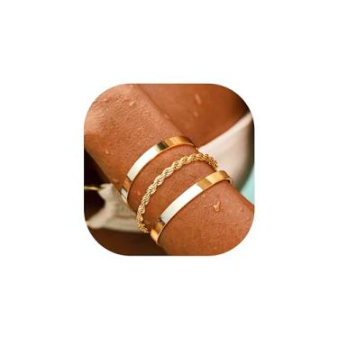 Imagem de Amoina Pulseira delicada, ouro, prata banhada a ouro 14K, feminina, empilhável, adulto, médio, 20 gramas, 5 cm