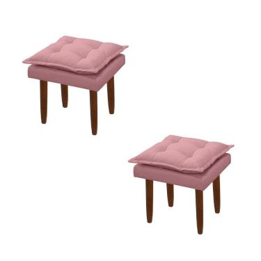 Imagem de Kit 02 Puff Maria Para Sala De Tv E Estar Quarto Confortável Suede Rose Mabe Magazine