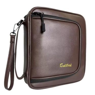 Imagem de Capa bíblica para homens, capa bíblica de couro, estojo de transporte bíblico para acessórios bíblicos, bolsa de igreja, suporte de livro protetor bíblico, capa de livro bíblico com bolsos com zíper