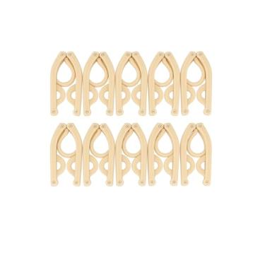 Imagem de Kit 10 Cabides Dobráveis Portáteis para Viagem, Cabide Retrátil Compacto para Roupas, Cabide Portátil para Mala, Acampamento, Hotel e Uso Doméstico, Plástico Resistente e Leve (Bege)