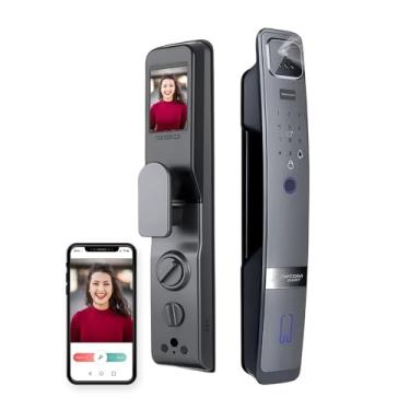 Imagem de Fechadura Digital Wi-Fi FDH20 com Reconhecimento Facial 3D, Senha, Cartão e Chave Mecânica – Grafite – Segurança Inteligente para Portas