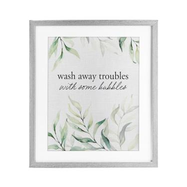 Imagem de Stupell Industries Impressão emoldurada cinza Zen Wash Away Troubles sob vidro, design por Lettered and Lined, 16 x 13