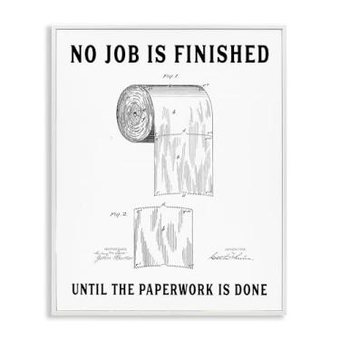Imagem de Stupell Industries Papel higiênico No Job Finished Arte giclée emoldurada branca, design por Lettered and Lined, 20 x 16