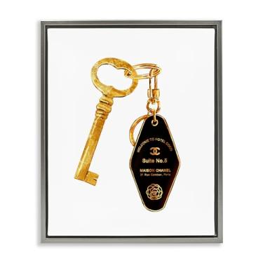 Imagem de Stupell Industries Arte de parede em tela flutuante emoldurada preta com chave de moda luxuosa, design de Ziwei Li, 53 x 43 cm