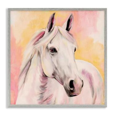 Imagem de Stupell Industries Pôr do sol cavalo branco preto emoldurado arte giclée, design por Kim Allen, 61 x 61