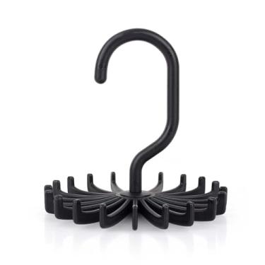 Imagem de Cinto de Gravata Ajustável Rotativo, Organizador de Suporte de Lenço, 20 Ganchos para Espaço de Armário, Branco e Preto