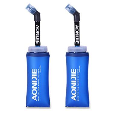 Imagem de Azarxis Garrafa macia dobrável de TPU (poliuretano termoplástico) para corrida, 250 ml, 350 ml, 500 ml, 600 ml, para hidratação, colete, trilha, ciclismo, escalada (350 ml com canudo rápido - pacote