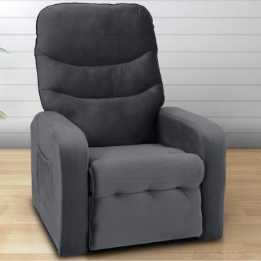 Imagem de Poltrona Reclinável Para Sala Parga Veludo Cinza