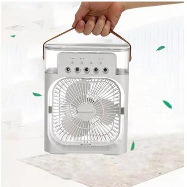 Imagem de Mini Ventilador Refrigerador Ar Condicionado Umidificador Portátil Com Led Reservatório De Água USB (BRANCO)