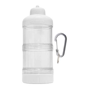 Imagem de Fxzqgnh Recipiente para Proteína em Pó, com 2 Camadas E Gancho Mosquetão, Ideal para Casa Ou Escritório, Branco, Tamanho real