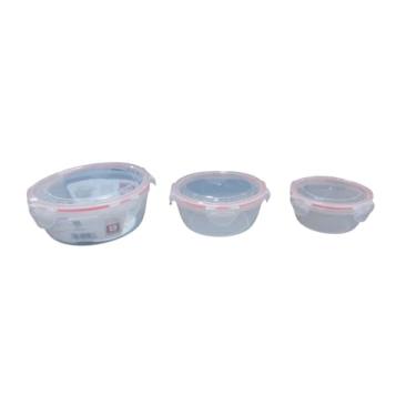 Imagem de Conjunto 3 Pote Hermético Redondo Multiuso com Tampa