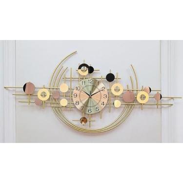 Imagem de Murale Gigante 100cm, Pêndulo Murale Metal Motor Relógio Numérico De Parede Para O Salão Criativo Criativo Silent Wall Clock Decoration Interieur, Gold, 120 * 58cm