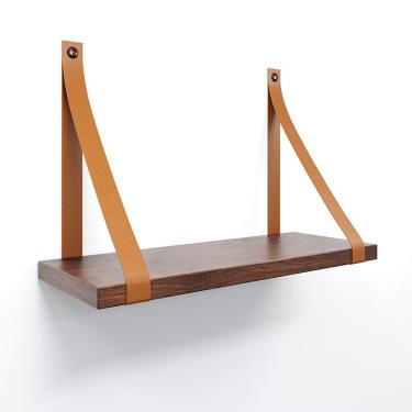 Imagem de Prateleira Em Mdf Castanho 40x15cm Com Alça Cor Caramelo