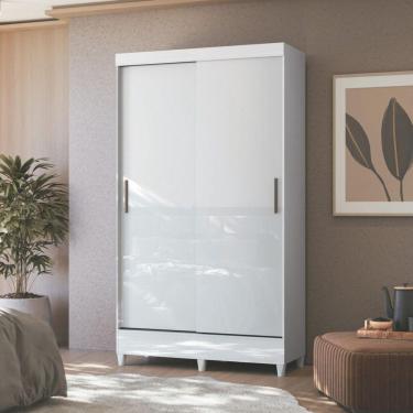 Imagem de Guarda Roupa Solteiro Com Pés 2 Portas De Correr Branco New Branco