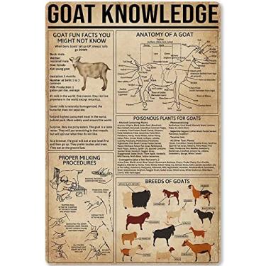 Imagem de Goat Knowledge Metal Tin Sign Goat Planing Infográfico Tin Poster Placa para Quinta Casa Cozinha Escola Clube Decoração de Parede 30 x 45 cm
