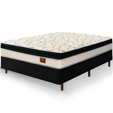 Imagem de Cama Box Casal Preta Colchão Buenos Aires Molas Superlastic 138x188x67